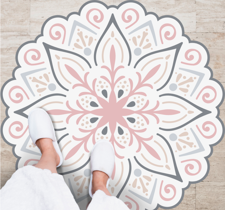 Pink flowers mandala mandala vinyl rug - TenStickers