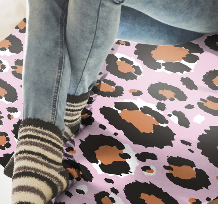 Pink Leopard Print  animal print vinyl rug - TenStickers