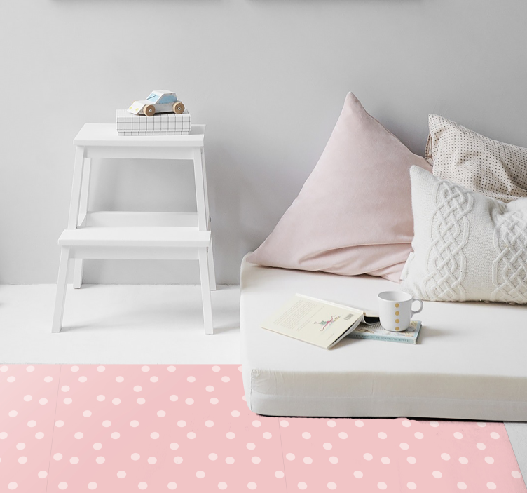 Pink polka dots nursery vinyl rug - TenStickers