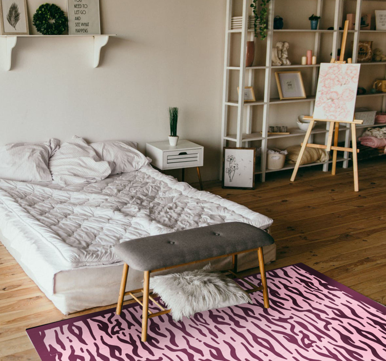 Pink tiger print animal print vinyl rug - TenStickers
