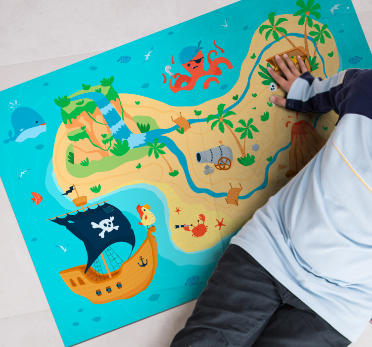 Pirate Adventure Map game vinyl rug - TenStickers