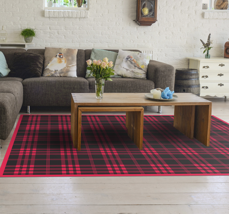 Plaid Patterned striped vinyl rug - TenStickers