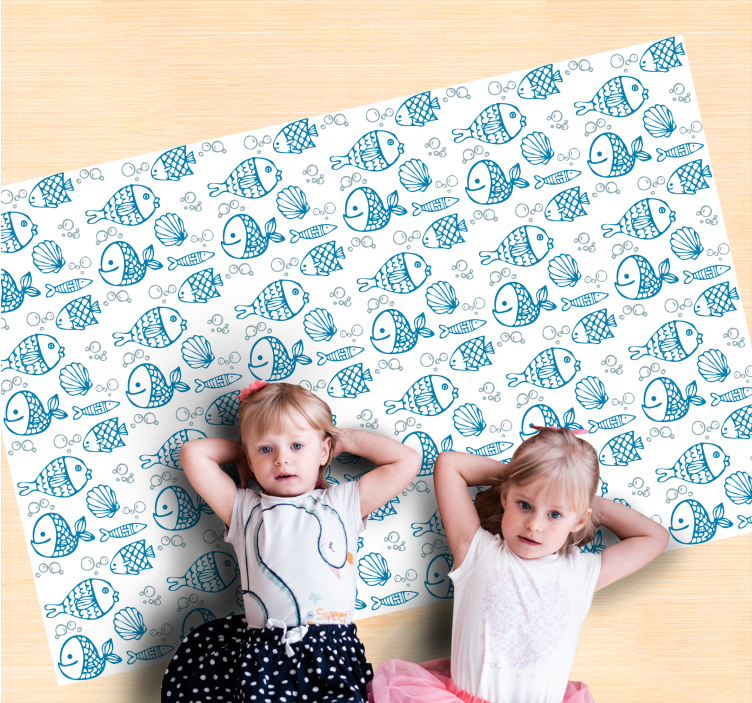 Playful Fish Pattern kids vinyl rug - TenStickers