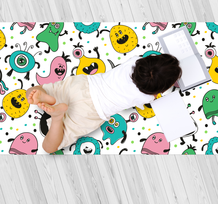 Playful Monster Illustration kids vinyl rug - TenStickers