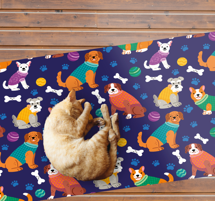 Colorful dressed puppies kids vinyl rug - TenStickers
