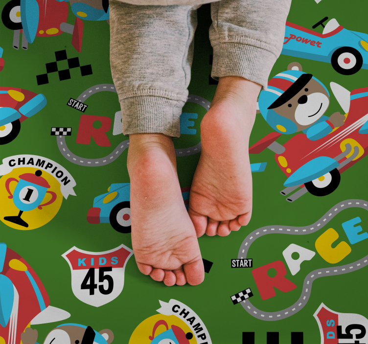 Playful Racing Circuit kids vinyl rug - TenStickers