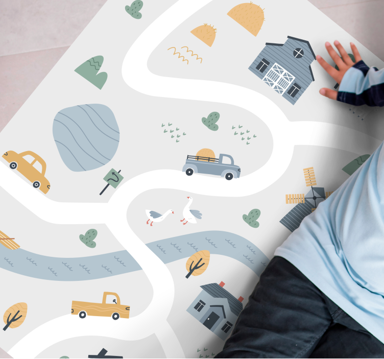Playful Roadway Design toy car mat - TenStickers