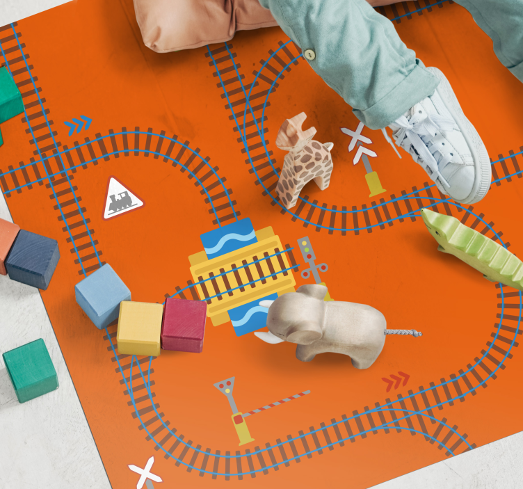 Playful Track Layout game vinyl rug - TenStickers
