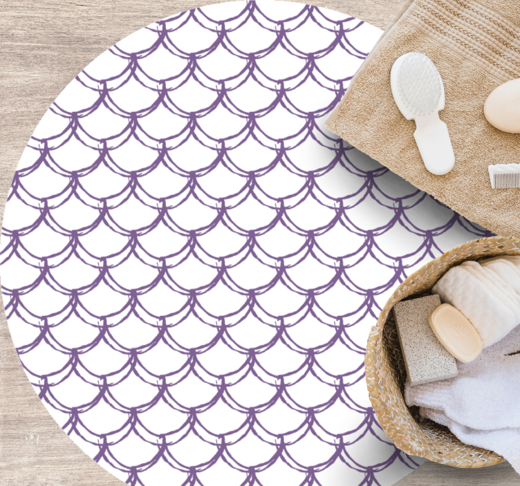 Purple fish scale pattern circular rug - TenStickers