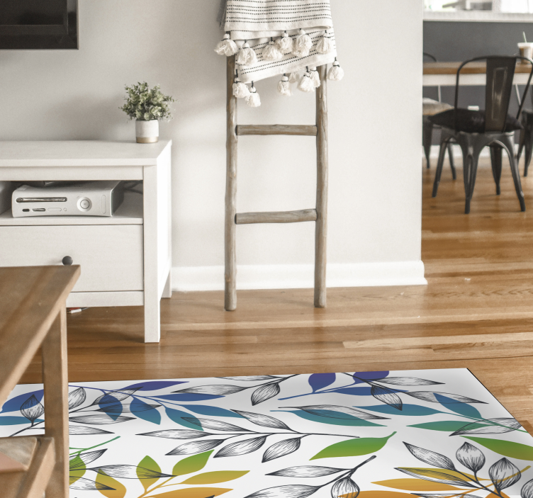 rainbow color leaves floral rug - TenStickers