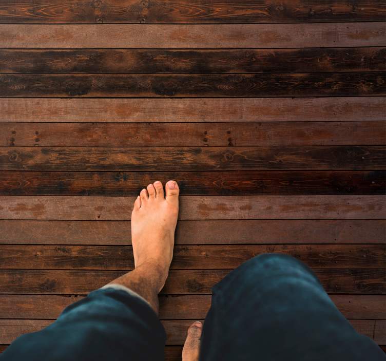 Realistic dark brown shade wood effect vinyl rug - TenStickers