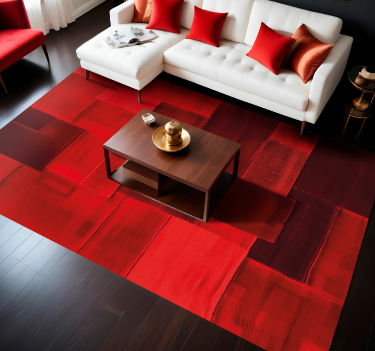 Reconstructed pattern red vinyl rug - TenStickers