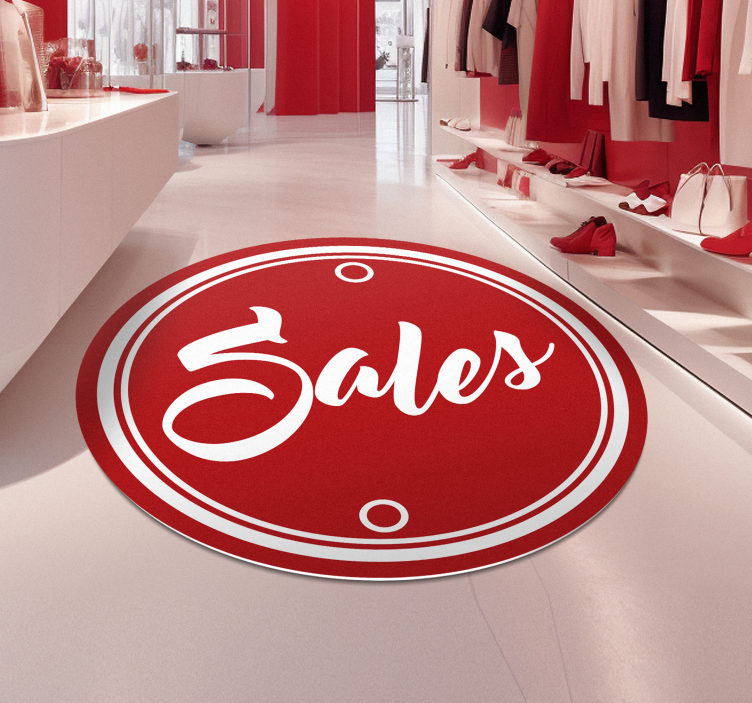 red circle text sales circular rug - TenStickers