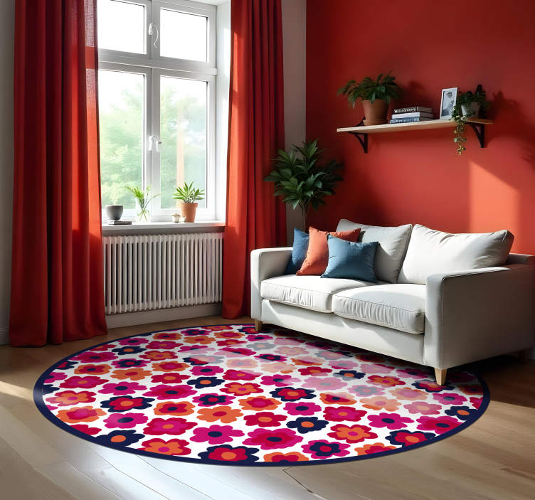 Red poppy floral vinyl rug - TenStickers