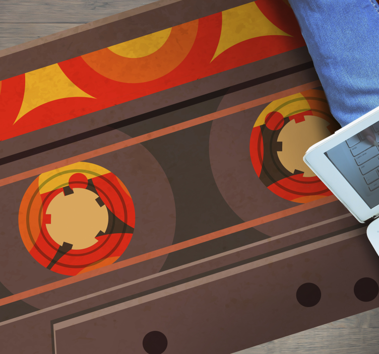 Retro Cassette Illustration modern vinyl rug - TenStickers