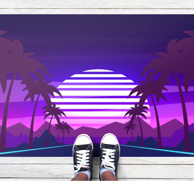 Retro Sunset Aesthetic modern vinyl rug - TenStickers