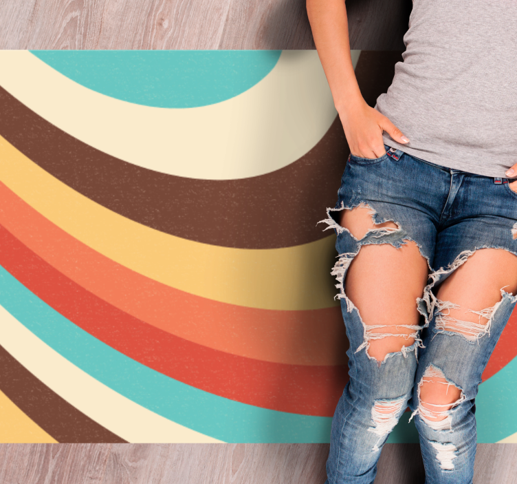 Retro Wave Pattern modern vinyl rug - TenStickers