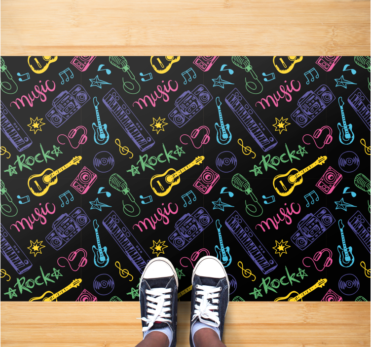 Rock Music Pattern kids vinyl rug - TenStickers