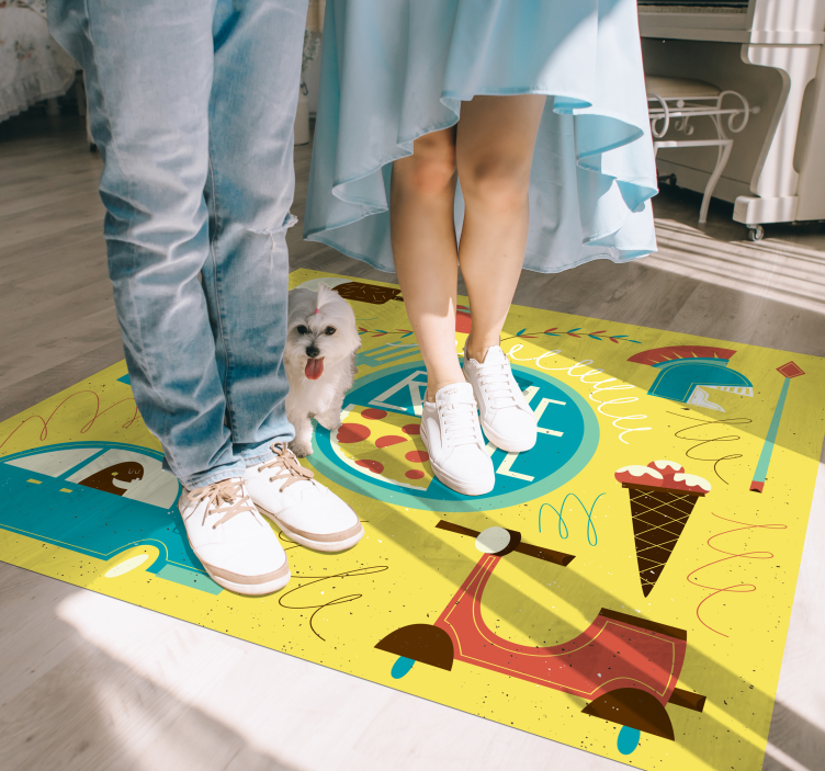 Rome Theme Illustration alphabet vinyl rug - TenStickers