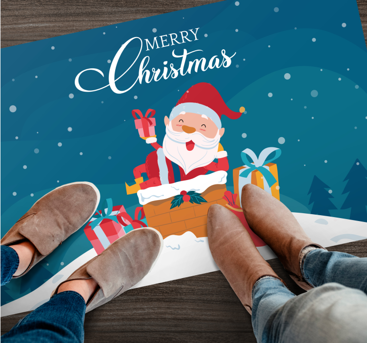 Santa with gifts Christmas vinyl rug - TenStickers