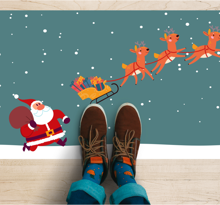 Santa's Sleigh Journey Christmas vinyl rug - TenStickers