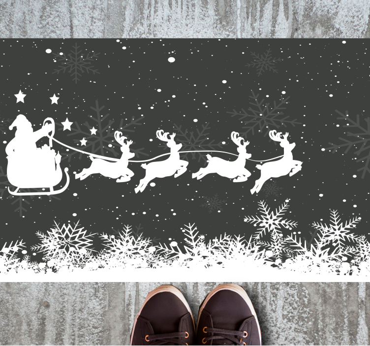 Santa's Sleigh Scene Christmas vinyl rug - TenStickers