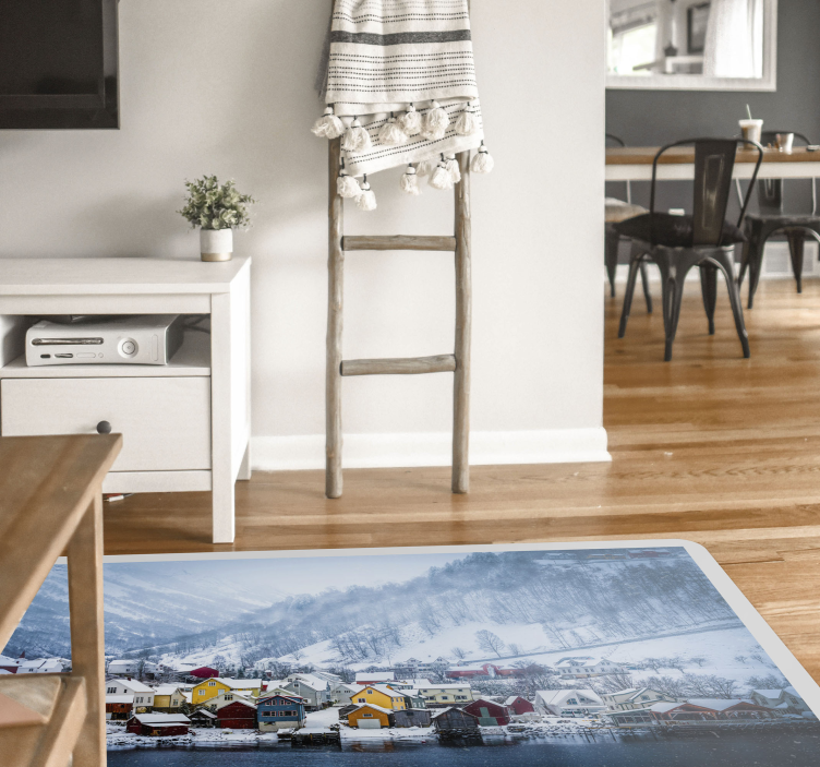 Scenic Winter Village nature vinyl rug - TenStickers