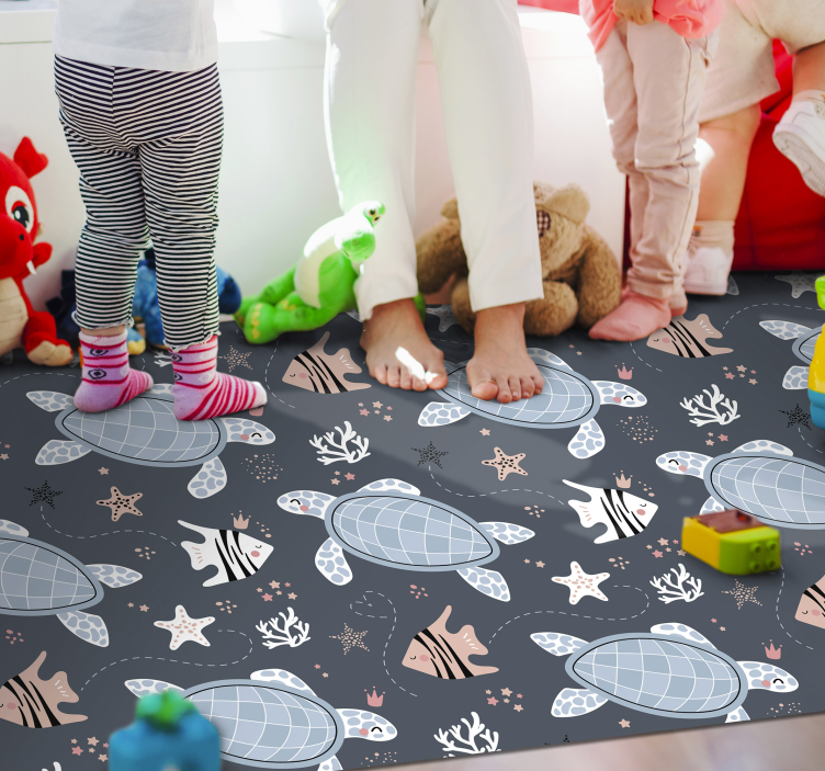 Seafaring Creatures kids vinyl rug - TenStickers