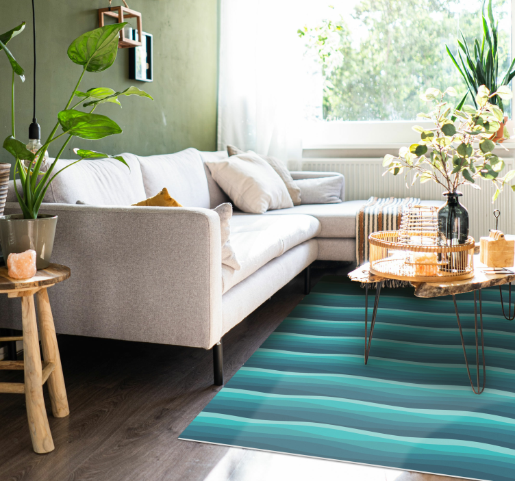 Serene blue waves living room vinyl rug - TenStickers