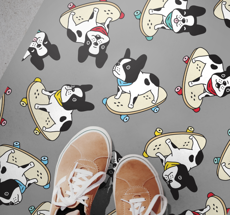 Skating Dogs Pattern kids vinyl rug - TenStickers