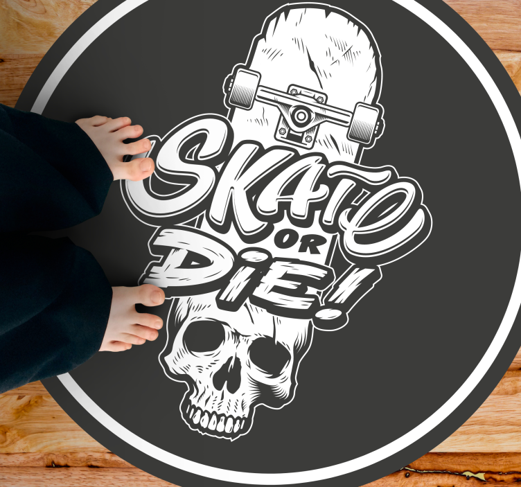 Skull skate or die teen vinyl rug - TenStickers