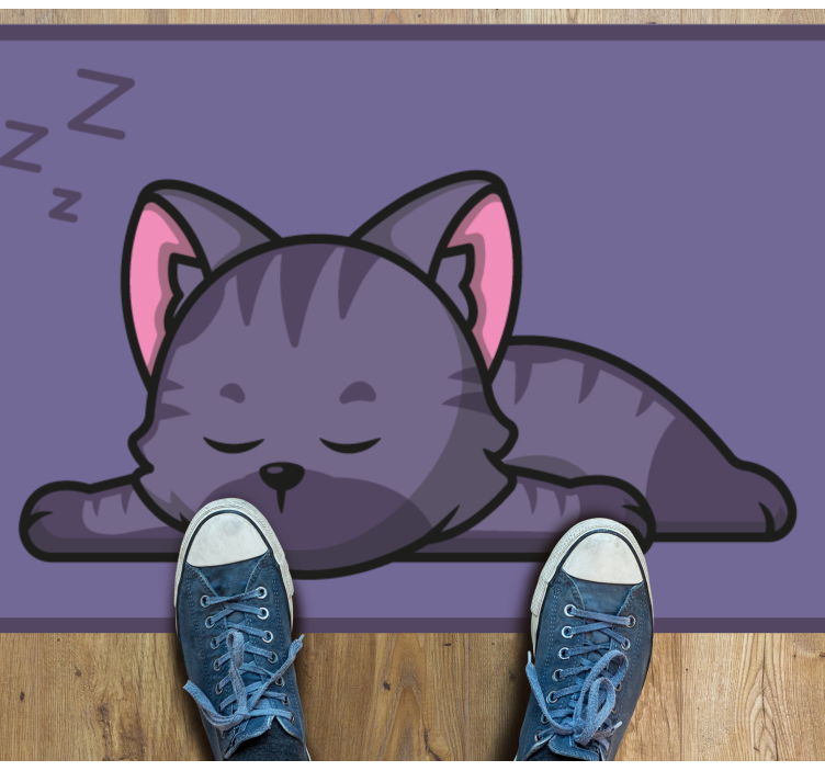 Sleeping Cat animal vinyl rug - TenStickers