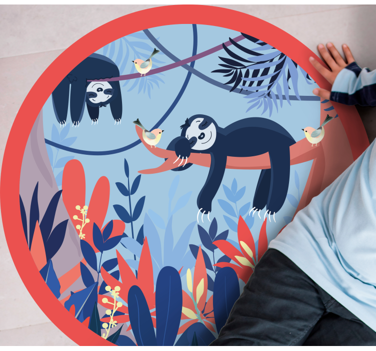 Sloth Jungle Scene animal print vinyl rug - TenStickers