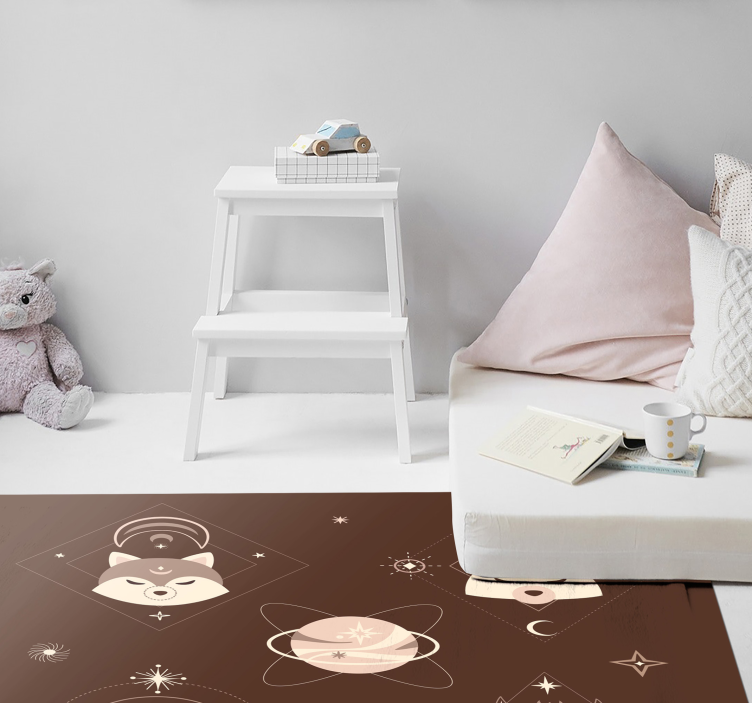 Space animals adventure kids vinyl rug - TenStickers