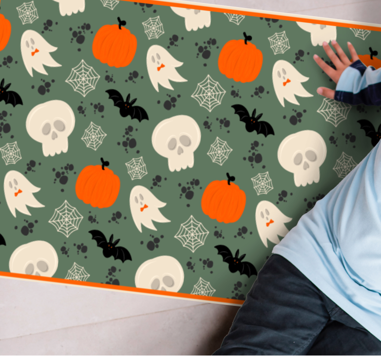Spooky Pumpkin Pattern halloween vinyl rug - TenStickers