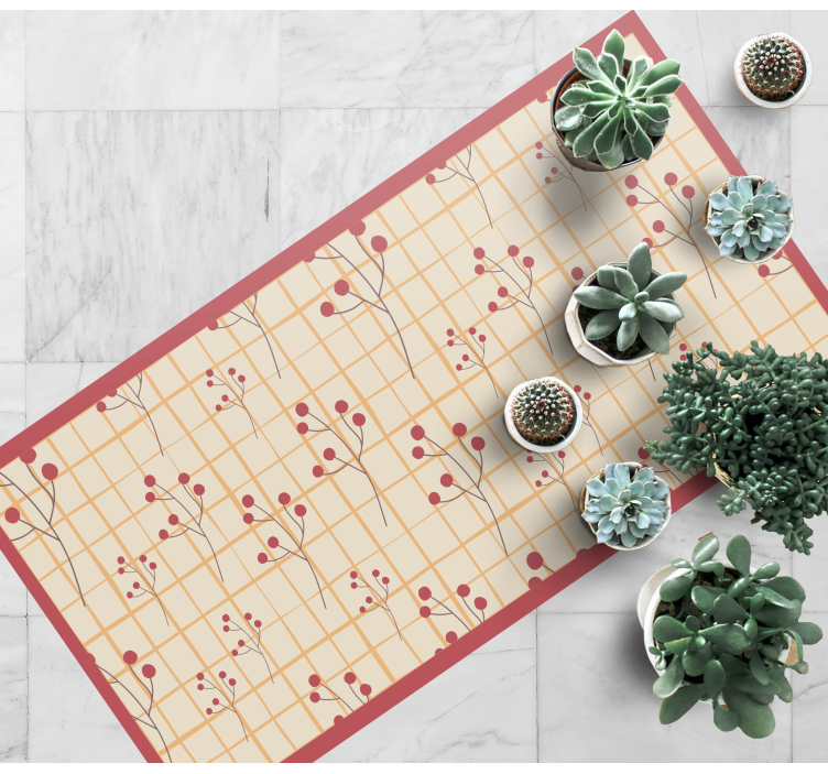 Squarred grid pattern floral vinyl rug - TenStickers
