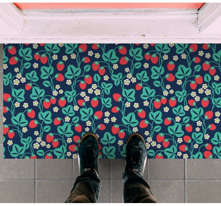 Strawberry Bloom Motivation floral vinyl rug - TenStickers