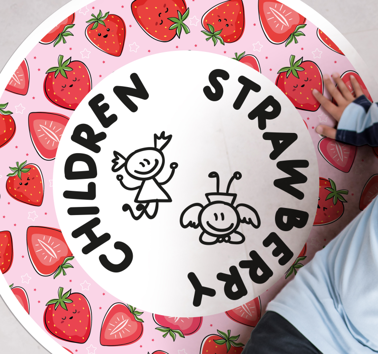 Strawberry children with colors kids vinyl rug - TenStickers
