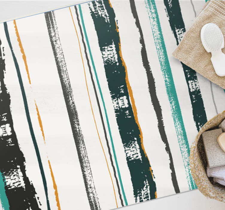 Striking Linear Motif striped vinyl rug - TenStickers
