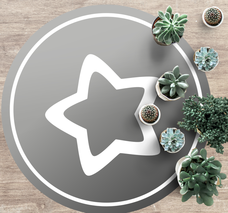 Stylish grey motif star vinyl rug - TenStickers