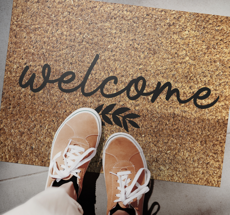 Welcome coconut fiber entrance hall vinyl rug - TenStickers
