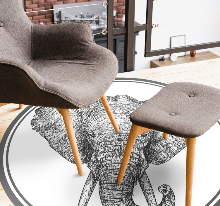 Grey elephant outline animal vinyl rug - TenStickers