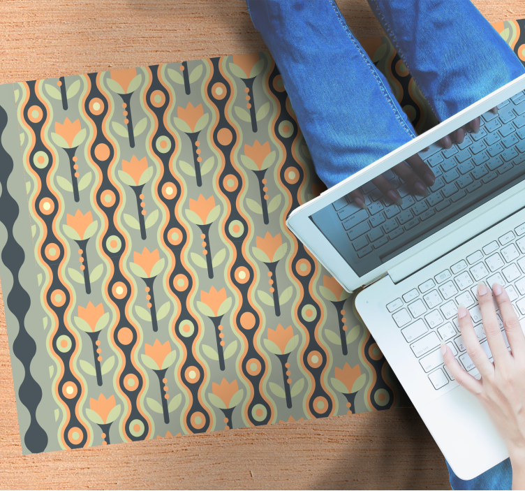 Stylized Floral Pattern teen vinyl rug - TenStickers