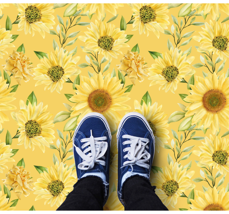 Sunflower Emblem floral vinyl rug - TenStickers
