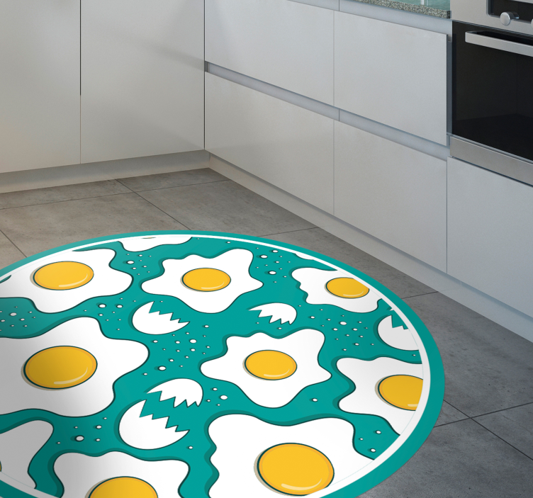 Fried eggs pattern kitchen vinyl rug - TenStickers