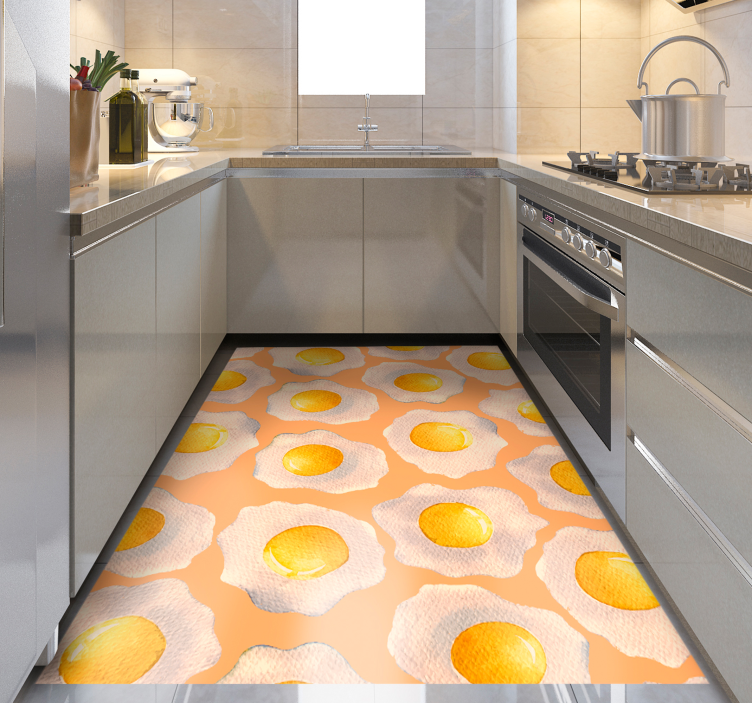 Sunny-Side Up kitchen vinyl rug - TenStickers