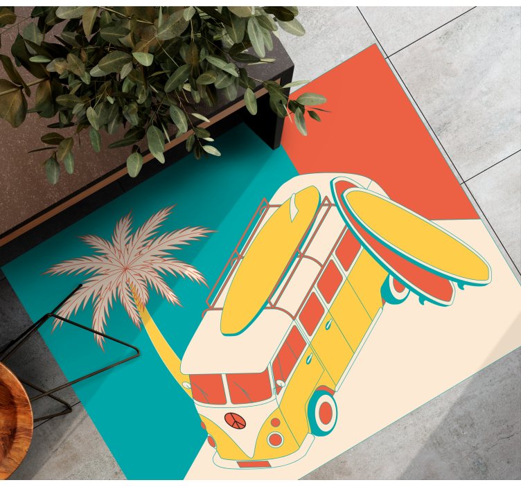 Surfing Van Adventure vintage vinyl rug - TenStickers
