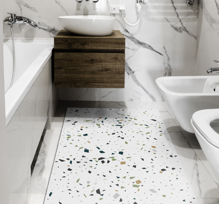 Terrazzo Splatter bathroom vinyl rug - TenStickers