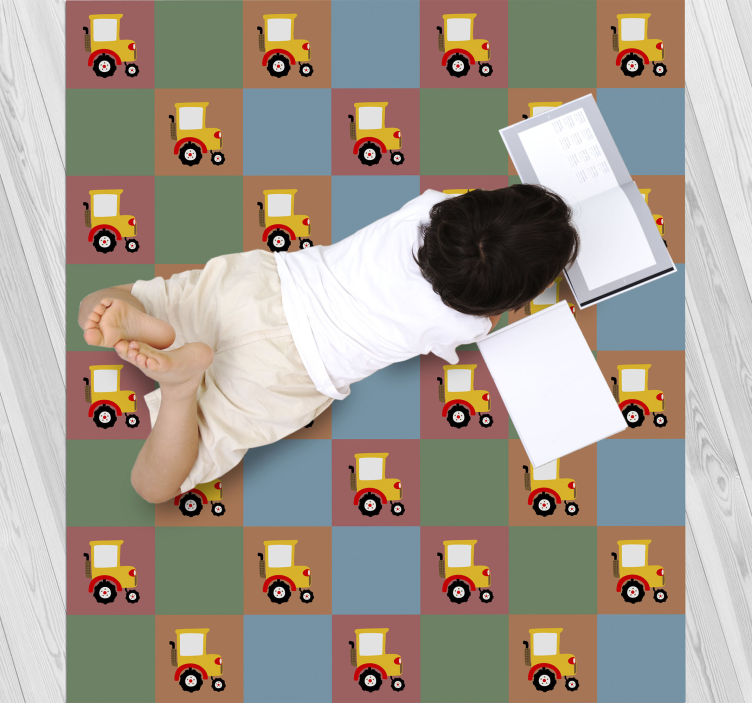 Tractor Pattern kids vinyl rug - TenStickers