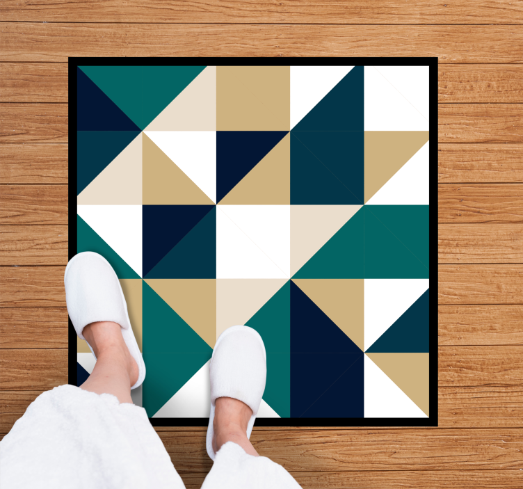 Triangular Color Blocks geometric vinyl rug - TenStickers